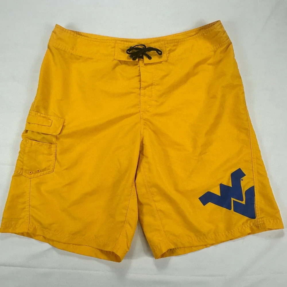 Columbia West Virginia‎ Mountaineers Board Shorts Men's Large Yellow Swim Trunks